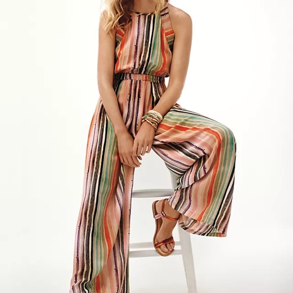 Anthropologie bl-nk London Gallery Row Jumpsuit S Striped Sleeveless Rainbow
